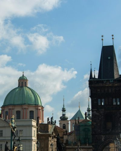 Historic european cityscape with dome and tower